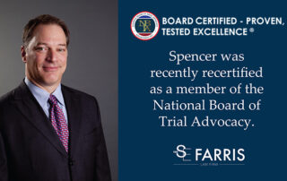 Spencer Farris re-certified for National Board of Trial Advocacy