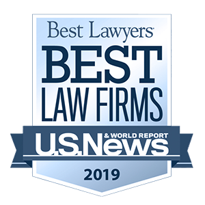 U.S. News & World Report for best law firms of 2019 badge