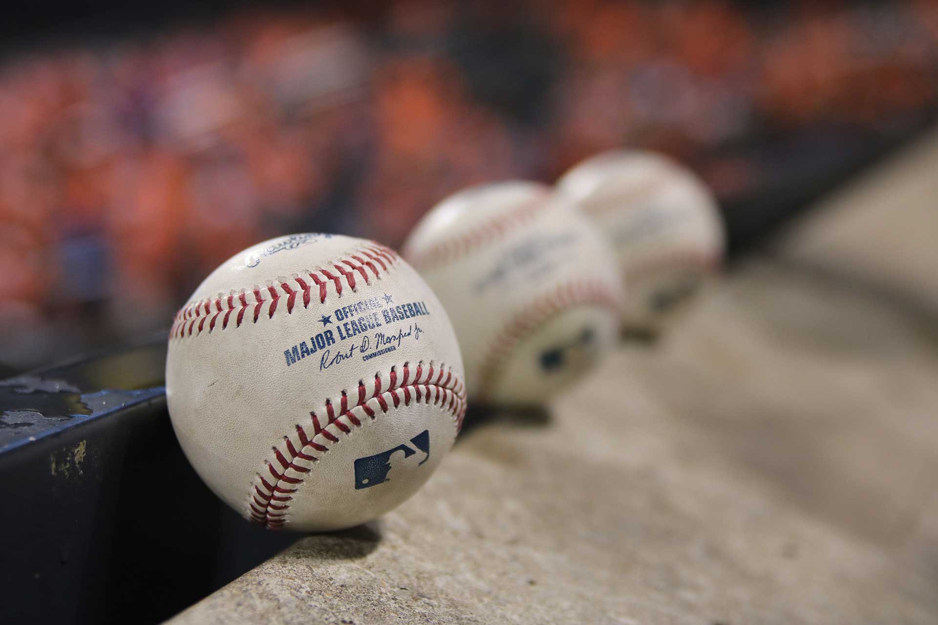 close-up of MLB baseballs