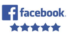 facebook logo and 5 blue stars