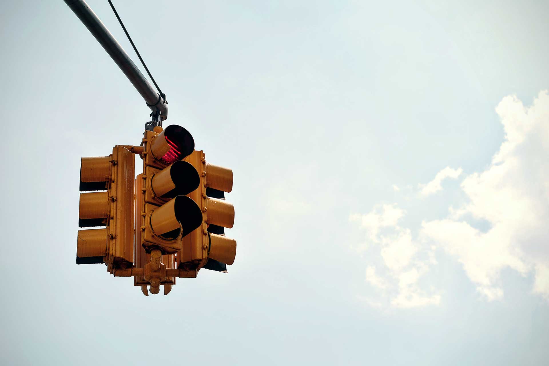 stop light with a red signal